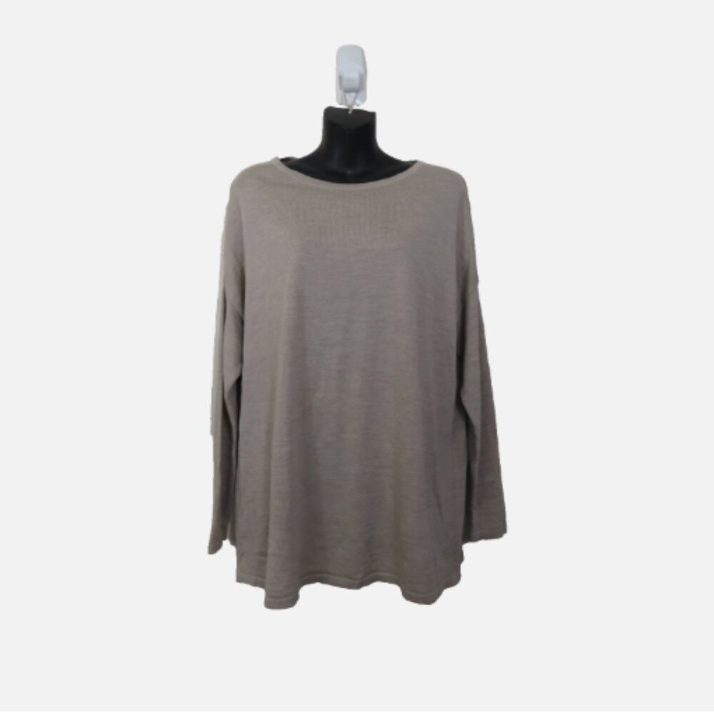 Johnstons of Elgin Womens Small Medium Wool Silk Blend Pullover Sweater Beige